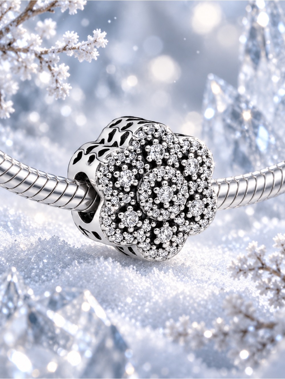 Floral Snowflake Sparkling Charm